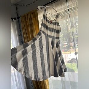 H&M Sundress, White/Gray Stripes, Size 12